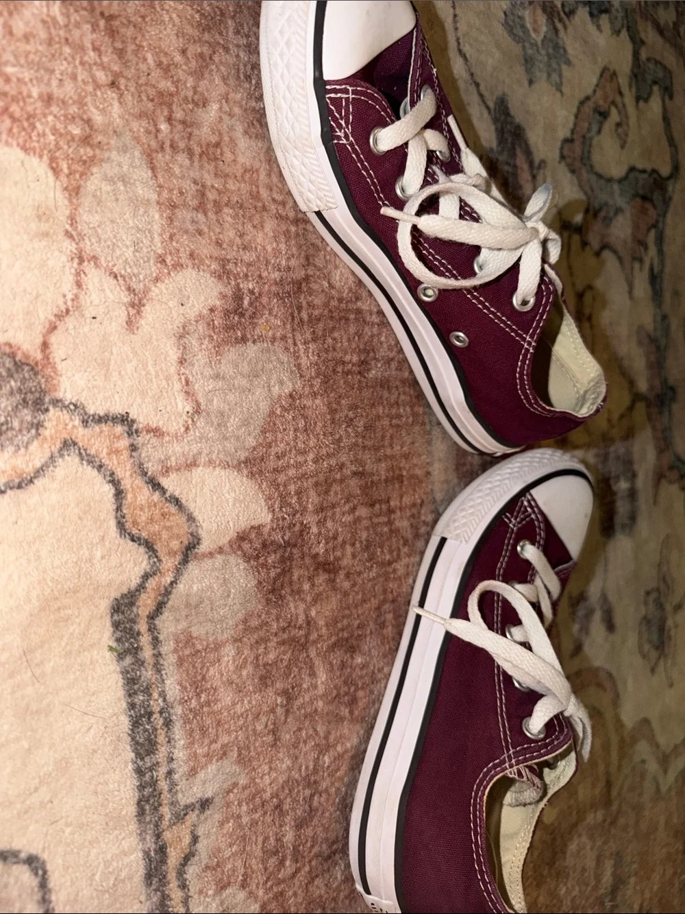 Converse Kids Low Top Sneakers - Maroon and White